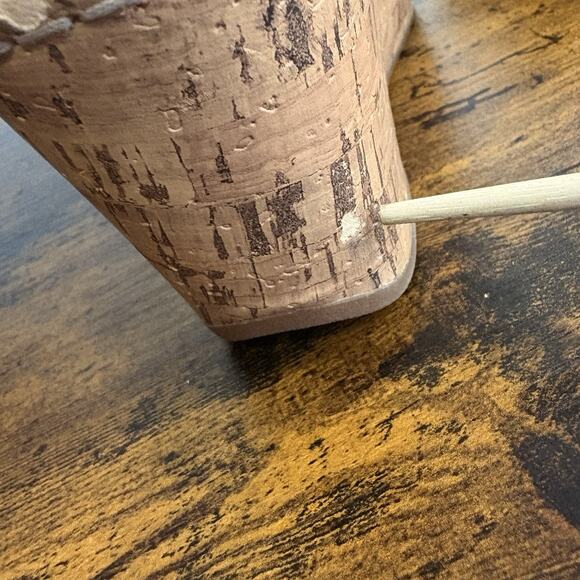 Born Wedge Sandal Womens Sz 9M Gold Pewter Leather Cork Rosette Boho Peasant - Picture 11 of 14